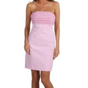 Lilly Pulitzer Pink seersucker strapless dress. 10